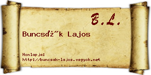 Buncsák Lajos névjegykártya